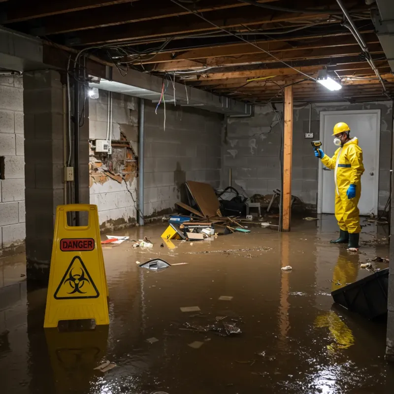 Flooded Basement Electrical Hazard in Gates County, NC Property